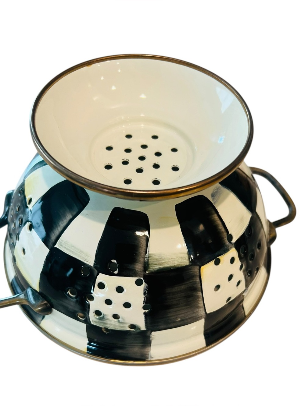 MACKENZIE-CHILDS Enamel Colander Courtly Check Small - Picture 3 of 6